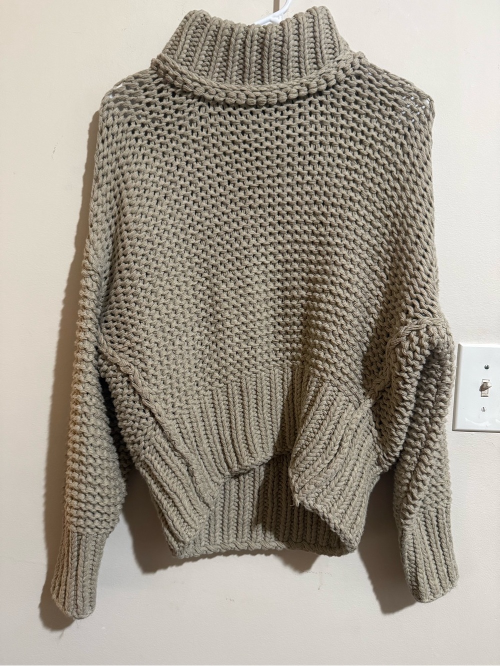 Free People Oversized Chunky Turtleneck Sweater in Beige